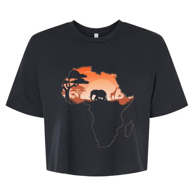 Africa Animal Map Safari African Animals Bella+Canvas Jersey Crop Tee