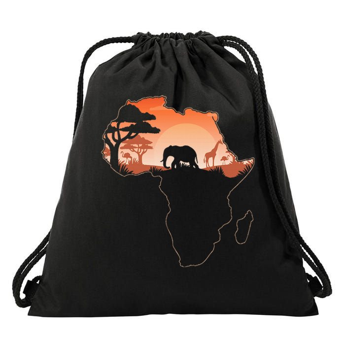 Africa Animal Map Safari African Animals Drawstring Bag