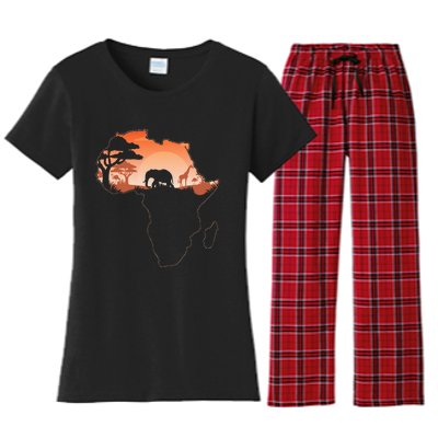 Africa Animal Map Safari African Animals Women's Flannel Pajama Set