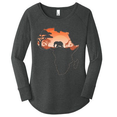 Africa Animal Map Safari African Animals Women's Perfect Tri Tunic Long Sleeve Shirt