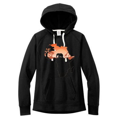 Africa Animal Map Safari African Animals Women's Fleece Hoodie