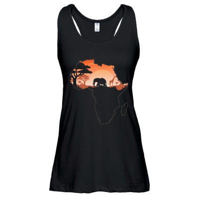 Africa Animal Map Safari African Animals Ladies Essential Flowy Tank