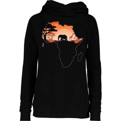 Africa Animal Map Safari African Animals Womens Funnel Neck Pullover Hood