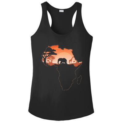 Africa Animal Map Safari African Animals Ladies PosiCharge Competitor Racerback Tank