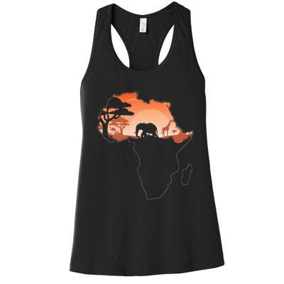 Africa Animal Map Safari African Animals Women's Racerback Tank