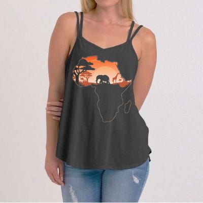 Africa Animal Map Safari African Animals Women's Strappy Tank