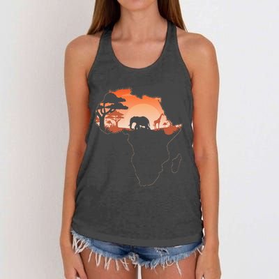 Africa Animal Map Safari African Animals Women's Knotted Racerback Tank