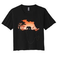 Africa Animal Map Safari African Animals Women's Crop Top Tee