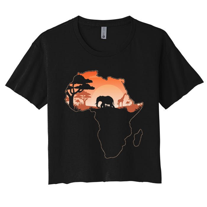 Africa Animal Map Safari African Animals Women's Crop Top Tee