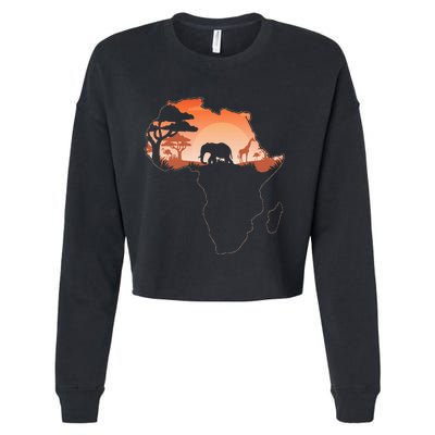 Africa Animal Map Safari African Animals Cropped Pullover Crew