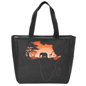 Africa Animal Map Safari African Animals Zip Tote Bag