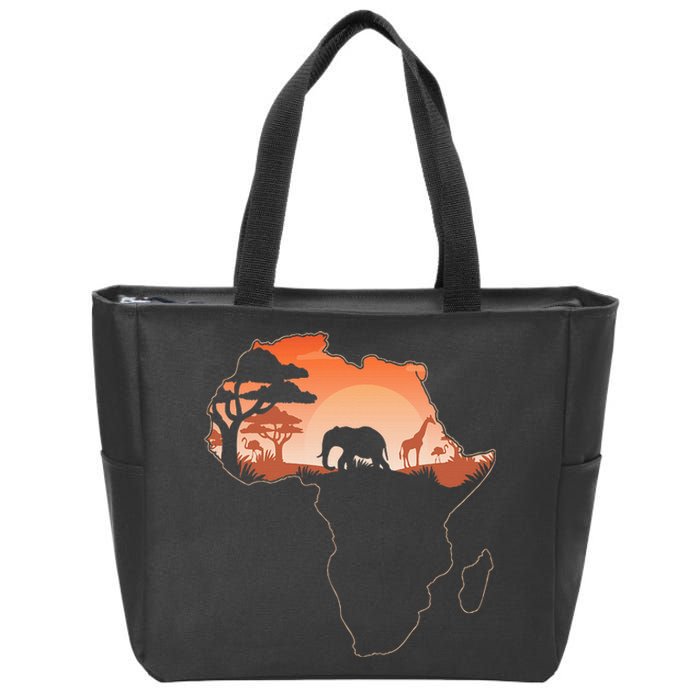 Africa Animal Map Safari African Animals Zip Tote Bag