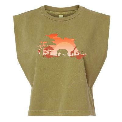 Africa Animal Map Safari African Animals Garment-Dyed Women's Muscle Tee