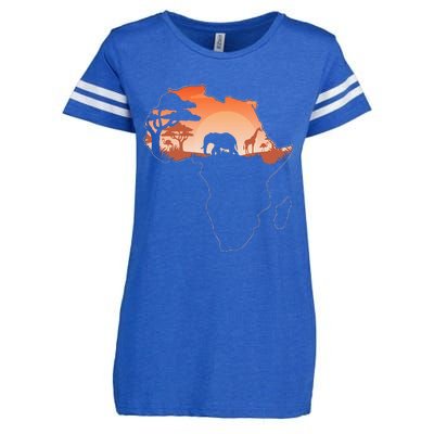 Africa Animal Map Safari African Animals Enza Ladies Jersey Football T-Shirt