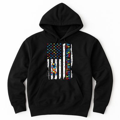 Autism Awareness Mom Dad USA flag Autistic Awareness Autism Hoodie
