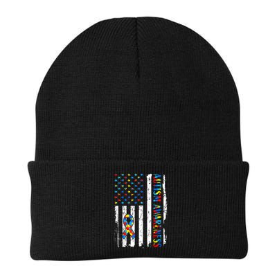 Autism Awareness Mom Dad USA flag Autistic Awareness Autism Beanie