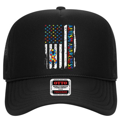 Autism Awareness Mom Dad USA flag Autistic Awareness Autism Trucker Hat