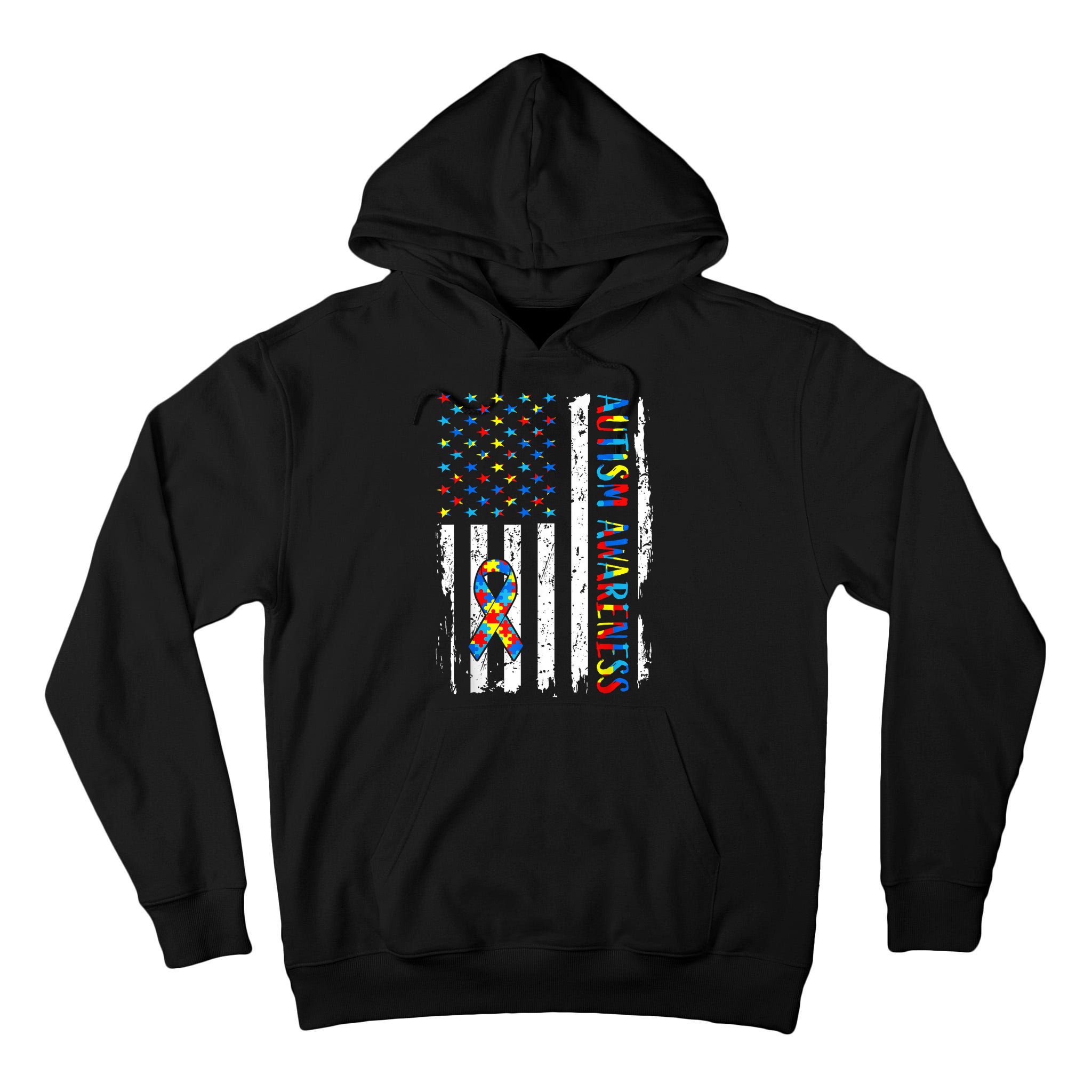 Autism Awareness Mom Dad USA flag Autistic Awareness Autism Tall Hoodie