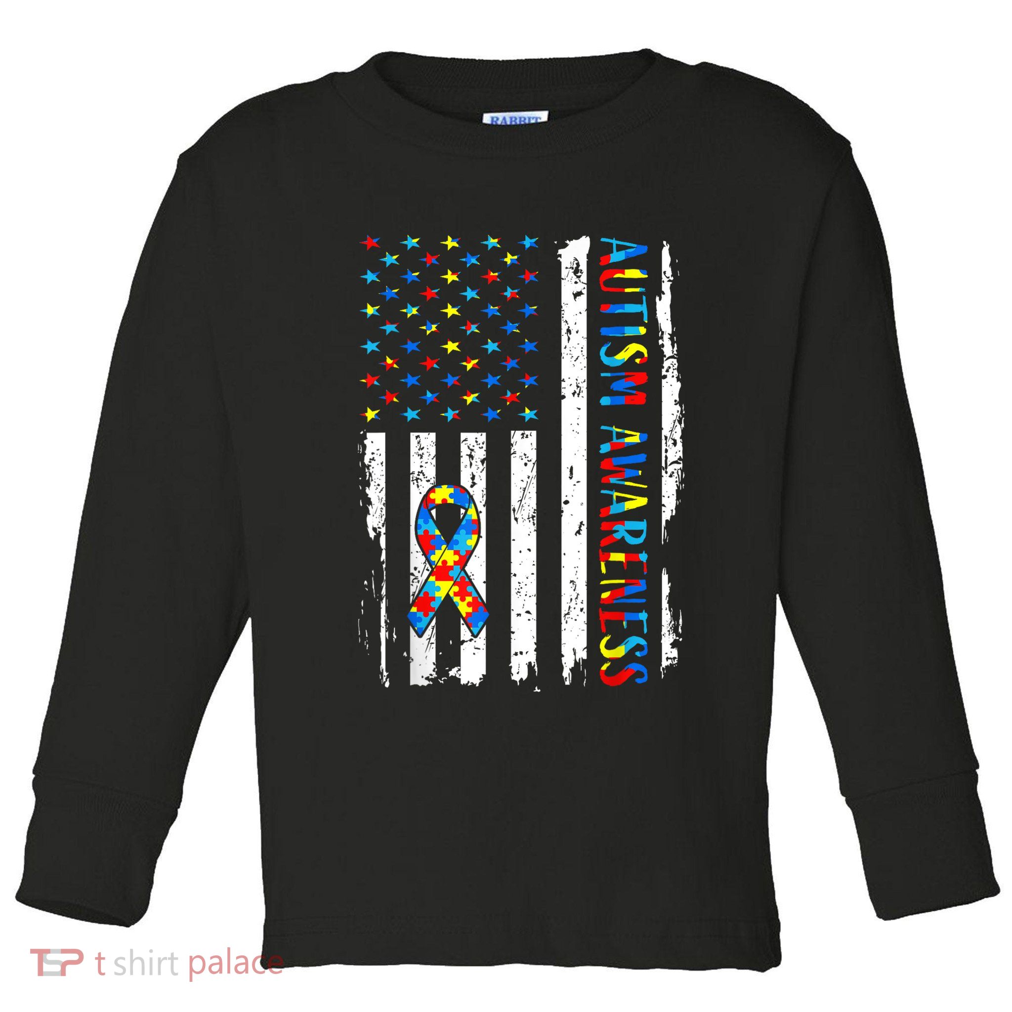 Autism Awareness Mom Dad USA flag Autistic Awareness Autism Toddler Long Sleeve Shirt