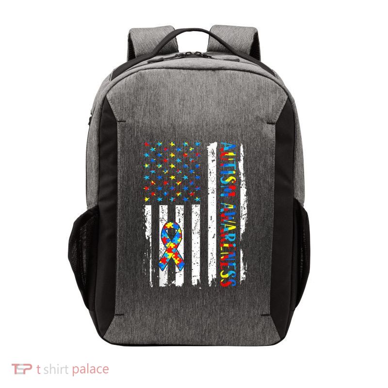 Autism Awareness Mom Dad USA flag Autistic Awareness Autism Vector Backpack
