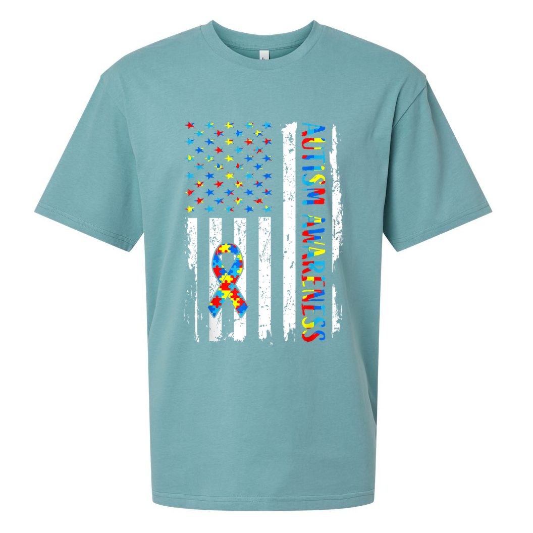 Autism Awareness Mom Dad USA flag Autistic Awareness Autism Sueded Cloud Jersey T-Shirt