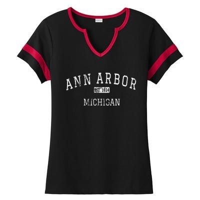 Ann Arbor Michigan MI Vintage Ladies Halftime Notch Neck Tee