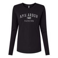 Ann Arbor Michigan MI Vintage Womens Cotton Relaxed Long Sleeve T-Shirt