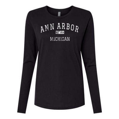 Ann Arbor Michigan MI Vintage Womens Cotton Relaxed Long Sleeve T-Shirt