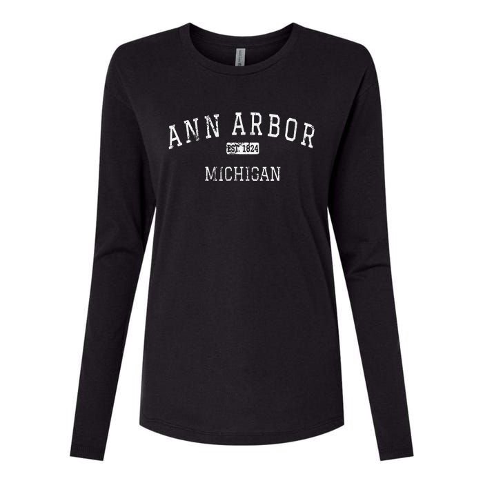 Ann Arbor Michigan MI Vintage Womens Cotton Relaxed Long Sleeve T-Shirt