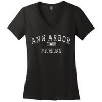 Ann Arbor Michigan MI Vintage Women's V-Neck T-Shirt