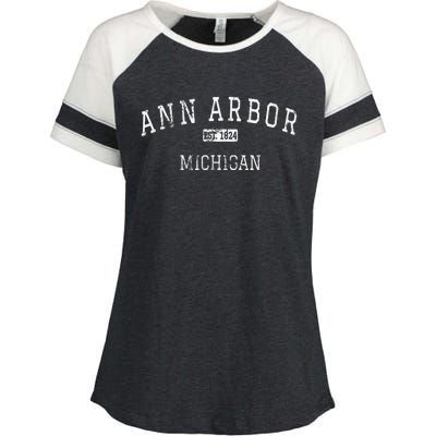 Ann Arbor Michigan MI Vintage Enza Ladies Jersey Colorblock Tee