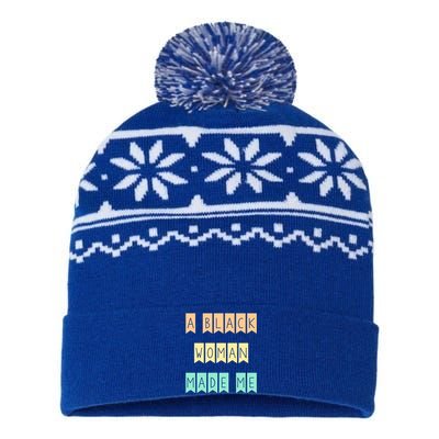 African American Mom A Black Made Me Strong Meaningful Gift USA-Made Snowflake Beanie