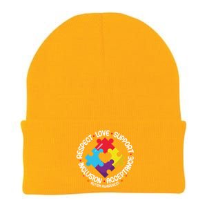 Autism Awareness Month Respect Love Support Autism Funny Gift Knit Cap Winter Beanie