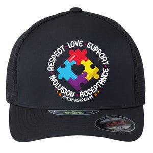 Autism Awareness Month Respect Love Support Autism Funny Gift Flexfit Unipanel Trucker Cap