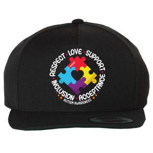 Autism Awareness Month Respect Love Support Autism Funny Gift Wool Snapback Cap