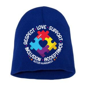 Autism Awareness Month Respect Love Support Autism Funny Gift Short Acrylic Beanie