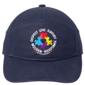 Autism Awareness Month Respect Love Support Autism Funny Gift 7-Panel Snapback Hat