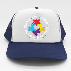 Autism Awareness Month Respect Love Support Autism Funny Gift Trucker Hat