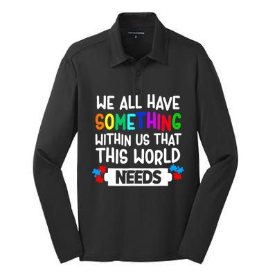 Autism Awareness Mom Dad Teacher Autism Support Month Gift Silk Touch Performance Long Sleeve Polo