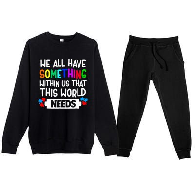 Autism Awareness Mom Dad Teacher Autism Support Month Gift Premium Crewneck Sweatsuit Set