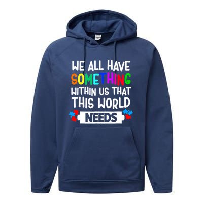 Autism Awareness Mom Dad Teacher Autism Support Month Gift Performance Fleece Hoodie