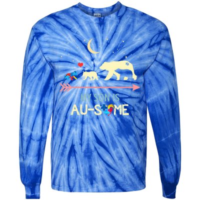 Autism Awareness Mama Bear My Son Is Ausome Great Gift Tie-Dye Long Sleeve Shirt