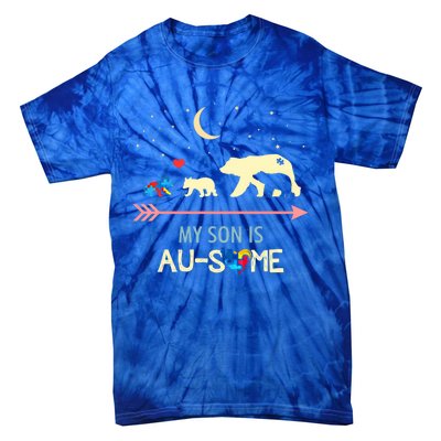 Autism Awareness Mama Bear My Son Is Ausome Great Gift Tie-Dye T-Shirt