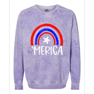 American America `Merica Rainbow Flag Patriotic 4th Of July Great Gift Colorblast Crewneck Sweatshirt