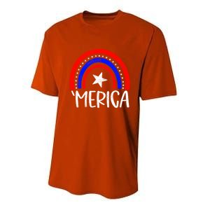 American America `Merica Rainbow Flag Patriotic 4th Of July Great Gift Performance Sprint T-Shirt