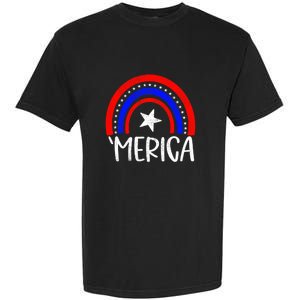 American America `Merica Rainbow Flag Patriotic 4th Of July Great Gift Garment-Dyed Heavyweight T-Shirt