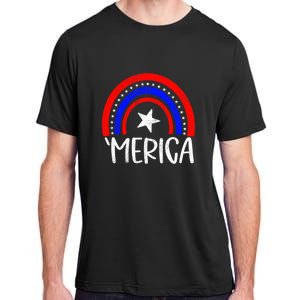 American America `Merica Rainbow Flag Patriotic 4th Of July Great Gift Adult ChromaSoft Performance T-Shirt