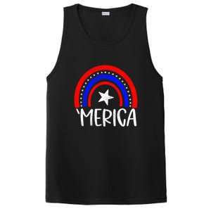 American America `Merica Rainbow Flag Patriotic 4th Of July Great Gift PosiCharge Competitor Tank