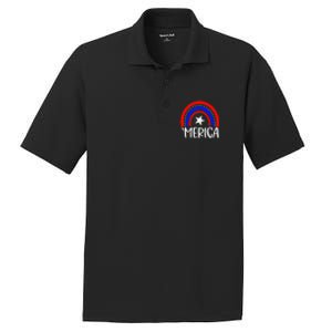 American America `Merica Rainbow Flag Patriotic 4th Of July Great Gift PosiCharge RacerMesh Polo