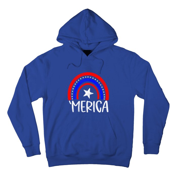 American America `Merica Rainbow Flag Patriotic 4th Of July Great Gift Hoodie